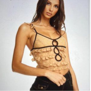 I.Am.Gia Tops | I.Am.Gia Serenity Lace Crop Top Nude | Color: Black/Tan | Size: